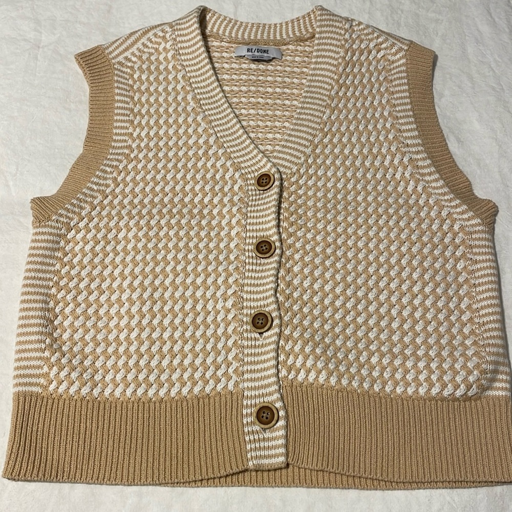 RE/DONE 50s Woven Button-Down Cardigan Vest Size Small